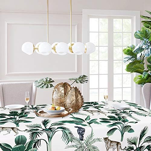 RYB HOME Rectangle Table Cloth Patchwork Colorful - Spillproof Scratch Resistant Tablecloth for 8 Foot Jungle Tablecloth for Tradeshow Family Gatherings Party, 60 x 102, Jungle - Image 2