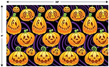 Beistle Jack-O-Lantern Wall Backdrop, 4’ x 30’ - Fall Pumpkin Decorations, Photo Backdrop, Party Backdrop, Easy to Adhere Wall Covering, Photography Backdrop, Halloween Decorations