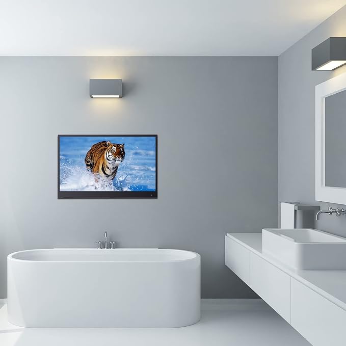 Soulaca 27 inches Black Color Smart Bathroom Waterproof IP66 LED TV Android DTV (ATSC) Built-in WiFi Bluetooth IP66 Android Waterproof New Model