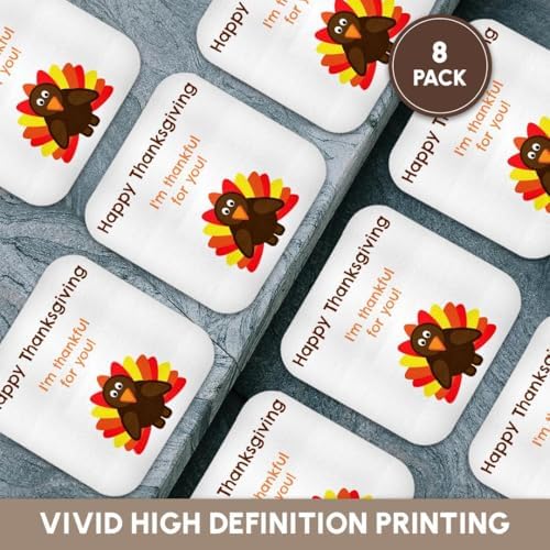 3dRose BrooklynMeme Happy Thanksgiving - Happy Thanksgiving Im Thankful for You with a Picture of a Cute Turkey - Set of 8 Coasters - Soft (CST_221877_2) - Image 6