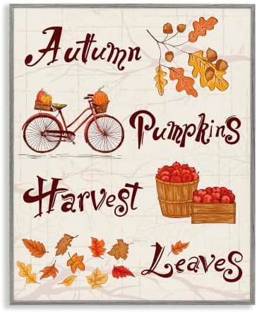 Autumn Pumpkins Harvest Leaves, 16 x 20 Inch Framed Giclée Print by StupellIndustries