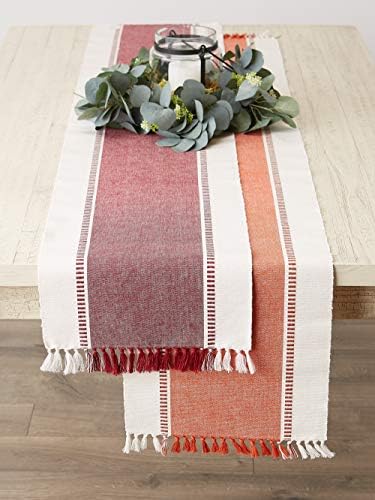 DII Dobby Stripe Table Runner, 13x72, Redwood & Cream Background - Image 3