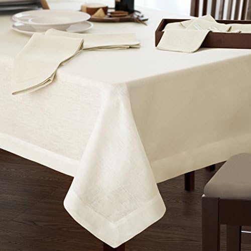 Elrene Home Fashions Villeroy & Boch La Classica Linen Tablecloth, Great for Formal Dining or Everyday Use, 70 Inches by 126 Inches, Ivory - Image 2