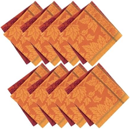Maplewood Jacquard Harvest Cotton Napkins, Set of 8, Multicolor - 17" W x 17" L by ElreneHomeFashions