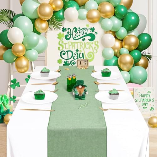 Light Green Burlap Table Runner 2 Packs Rustic Farmhouse Fabric 12x84 Inch - Image 2