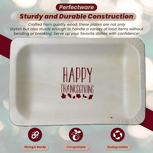 Perfectware 7" Disposable Wooden Plate with Happy Thanksgiving Print - Pack of 25ct (Perfectware 7-Happy Thanksgiving-25ct) - Image 5