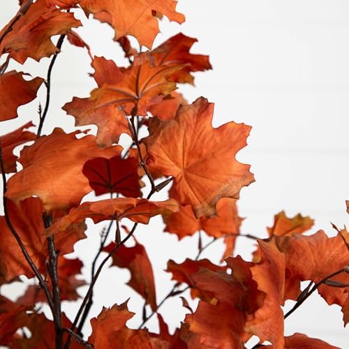 Nearly Natural 5-FT Rustic Autumn Artificial Maple Tree, Faux Fall Décor for Home, Decorations for Fall, Autumn, Thanksgiving, and Halloween with Black Nursery Pot - Image 3