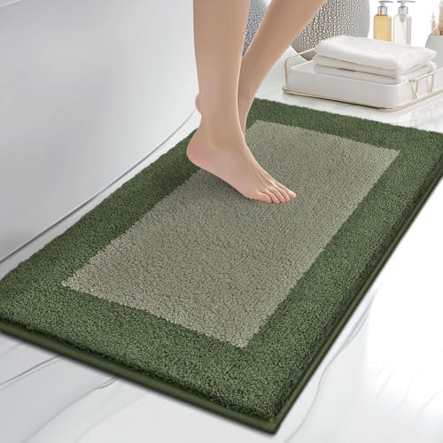anllugs Bathroom Rugs, 20" x 30" Soft Bath Rugs, Sage Green & Budding Green