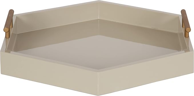 Kate and Laurel Lipton Modern Hexagon Tray; 18 x 18; Sand; Midcentury Decorative Serving Tray for Storage and Display