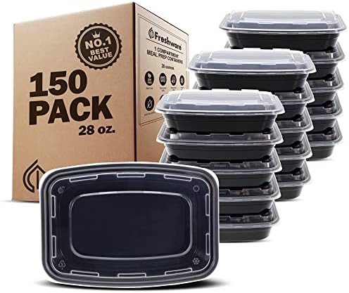 Freshware Meal Prep Containers [150 Pack] 28 oz Food Containers with Lids by Freshware