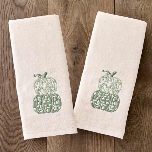 SKL Home Fall/Thanksgiving Scroll Pumpkin Hand Towel Set-2pc, Natural - Image 5