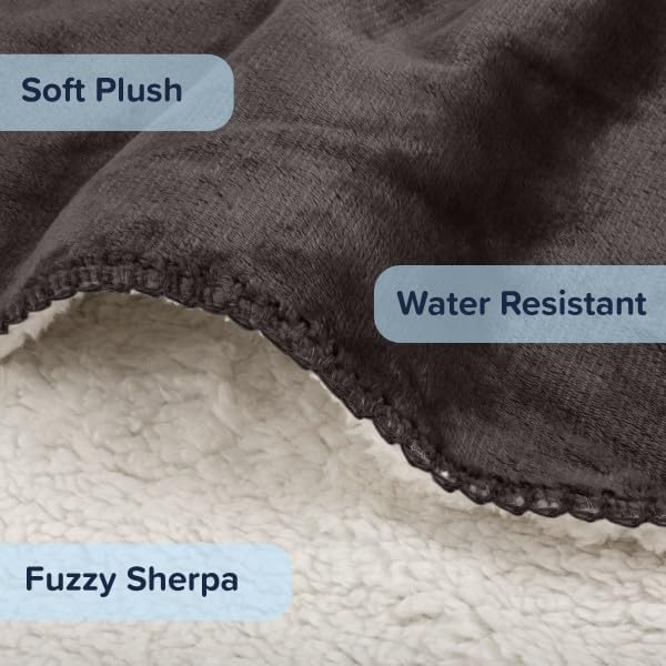 Waterproof Pet Blanket Collection– Reversible Throw Protects Couch, Car, Bed from Spills, Stains, or Fur – Dog and Cat Blankets by PETMAKER Dark Gray Large