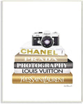 Stupell Industries 'Camera Gold Black Bookstack'| Wall Plaque Art | Stupell Industries | 10 x 15 Inches, Easy to Hang and Sturdy, Made in USA, by Amanda Greenwood