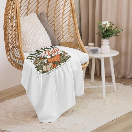 Vintage Retro Pumpkin Patch Farm Fresh Fall Autumn Halloween Graphic Sherpa Throw Blanket - Image 4