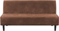 H.VERSAILTEX Real Velvet Futon Cover Armless Sofa Covers Sofa Bed Covers Stretch Futon Couch Cover Sofa Slipcover Furniture Protector Thick Soft Velvet Fabric Form Fitted Stay in Place, Caramel Cafe