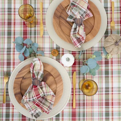 DII Give Thanks Plaid Fall Table Decor, Autumn & Thanksgiving Tabletop Linens, 52x52 Square Tablecloth - Image 3