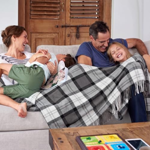 Lavish Home Oversized Throw Blanket for Couch, Gray/White Plaid, 60” x 70” - Image 6