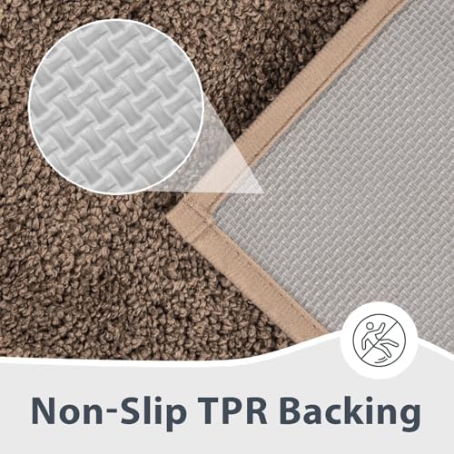 Bathroom Rugs, 24" x 60" Soft Bath Rugs, Checkered Grayish Brown & Coffee