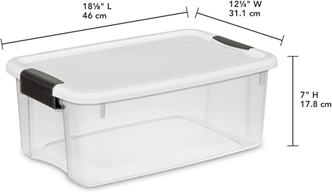 Sterilite Ultra Latch Box with Lids for Home and Office, 18 Quart, 6-Pack | Heavy-Duty and Stackable Plastic Containers with Latches for Closet, Cabinet, Bedroom, Bathroom and Dorm Room Organization