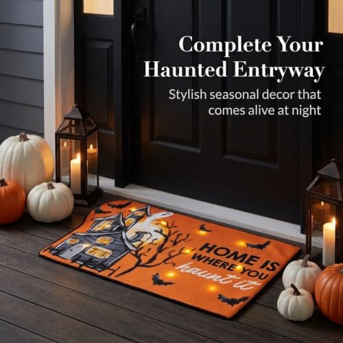 Mud Pie Light Up Halloween Doormat With Sound, Spooky Halloween Welcome Mat