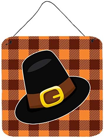 Caroline's Treasures BB7112DS66 Thanksgiving Pilgrim Hat Wall or Door Hanging Prints Aluminum Metal Sign Kitchen Wall Bar Bathroom Plaque Home Decor, 6x6, Multicolor by CarolinesTreasures