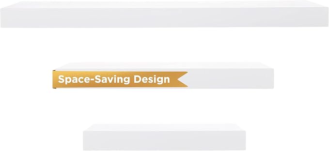 Kiera Grace Stockholm Maine Floating Shelves for Wall, MDF Display Shelves, Easy to Assemble, Ideal for Home Decor, 24" W x 5" D x 1.5" H, White, Pack of 3