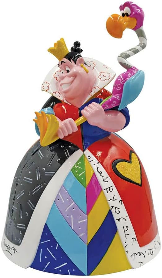Enesco Disney by Romero Britto Alice in Wonderland Queen of Hearts Holding Flamingo Mallet Figurine, 8.27 Inch, Multicolor