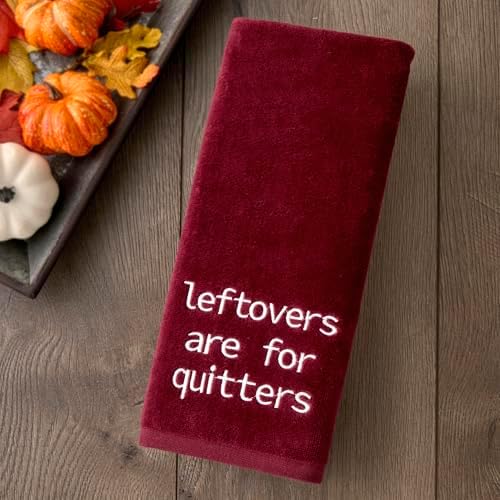 SKL Home Thanksgiving/Fall Leftovers Quitters Hand Towel Set-2pc, Wine - Image 3