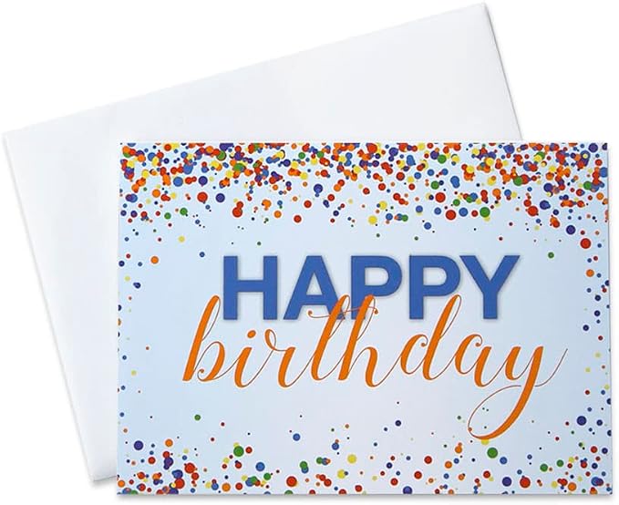 CEO Cards - Birthday Greeting Cards (Colorful Confetti), 5x7 Inches, 25 Cards & 26 White Envelopes (B1701)