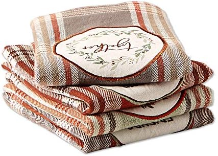 DII Thanksgiving Fall Kitchen Towels Collection Decorative Embellished Dish Towel Set, 18x28, Cozy Picnic Plaid, 4 Count (Pack of 2) - Image 3