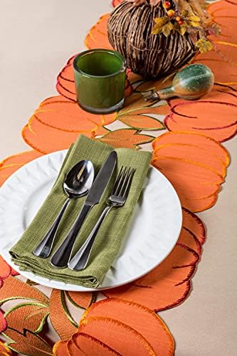 DII Fall Table Decorations Indoor Décor, Thanksgiving, Table Runner, 14x108, Embroidered Cut Work Pumpkins - Image 5