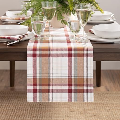 Seneca Plaid Harvest Cotton Table Runner, Multicolor - 13" W x 70" L - Image 2