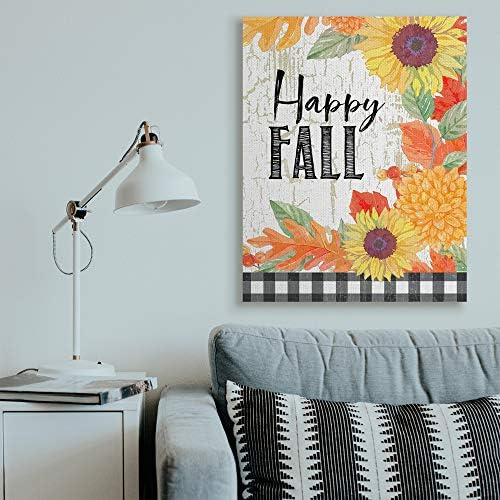 Stupell Industries Happy Fall Plaid Sunflower, 36 x 48 Inch Canvas Wall Art - Image 3