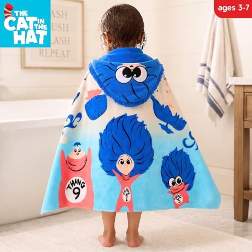 Franco Dr. Seuss Cat in The Hat Movie Bath and Beach Soft Cotton Terry Hooded Towel Wrap, 24" x 50", (Officially Licensed Product)