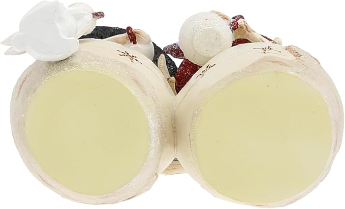 Pavilion Gift Company - Fros-Tea Friends - 4.5" Hand Painted Resin The BirchHearts Collectible Double Snowman Figurine Decorative Holiday Christmas Decor Statue Bunny Rabbit Tea Lover