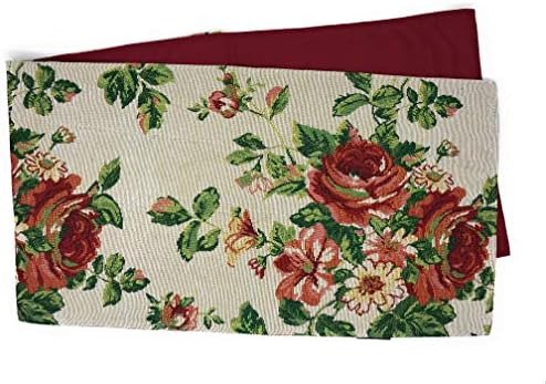 Tache Home Fashion Sweet Roses Spring Summer Traditional Country Vintage White Red Floral Decorative Woven Tapestry Table Runners, 13x72 - Image 4