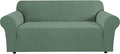 H.VERSAILTEX Stretch Couch Covers for Sofa 1 Piece Slipcovers for Couches and Sofas 3 Seater Couch Cover Feature Thick Checked Jacquard Fabric with Elastic Bottom, Sofa Large - Loden Frost