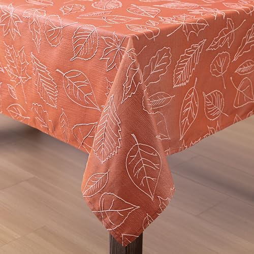 Laura Ashley Raised Embroidered Tablecloth, 60" x 120", Maple Spice - Image 5