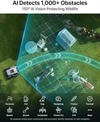 ANTHBOT M5 Robot Lawn Mower with Garage,RTK+NRTK Navigation Perimeter Wire Free 1/8 Acre, Vision Obstacle Avoidance Robotic Lawnmower with Automatic Mapping Zone Division, 45% Slope, App Control