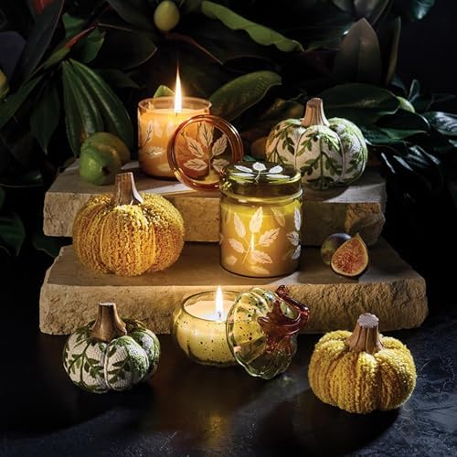 47th & Main Fall Décor Fabric Pumpkin Tabletop Mantel Shelf Thanksgiving Halloween Decorations for Home, Small, Golden Harvest - Image 3