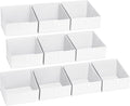 DIMJ Closet Storage Bins 10 Pack - Fabric Storage Baskets for Shelves, Collapsible Clothes Organizer, Trapezoid Shelf Organization Storage Cubes for Purse, Toys, Books, Towel, Clothes, White