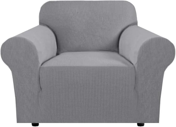 H.VERSAILTEX High Stretch Armchair Cover 1-Piece Rich Jacquard Chair Covers for for Kids Living Room Spandex Fabric Sofa Couch Cover for Dogs Machine Washable (Armchair 31"-40" Dove)