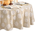 Falling Leaves Jacquard Tablecloth, Taupe - 60" W x 84" L Oval by ElreneHomeFashions