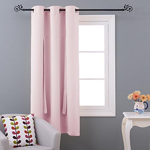 NICETOWN Blackout Valances Window Shades - Blackout Short Roman Tie Up Balloon Shades Curtain for Kitchen/Bathroom/Nursery Window (Lavender/Baby Pink, Grommet Top Panel, 46 inches W x 63 inches L) - Image 4