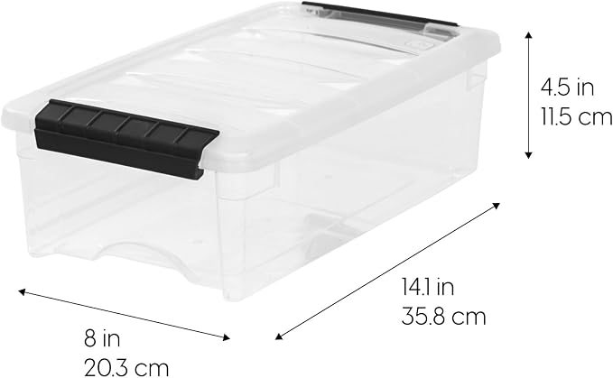 IRIS USA 6-Pack 6 Quart Storage Bins with Lids | Transparent design makes contents easy to find. Ideal for shoes, photos, documents, and small essentials. Nestable design