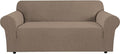 H.VERSAILTEX Stretch Couch Covers for Sofa 1 Piece Slipcovers for Couches and Sofas 3 Seater Couch Cover Feature Thick Checked Jacquard Fabric with Elastic Bottom(Sofa 72"-88" Wide, Macchiato)