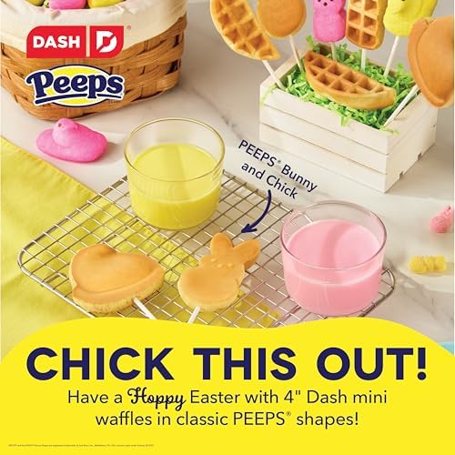 Dash & PEEPS Chick Mini Waffle Maker, Nonstick Cooking Surface, Yellow - Image 2