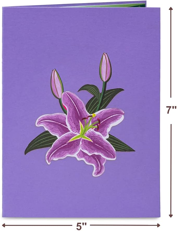 Paper Love Pop Up Cards 2 Pack - Includes 1 Lilies and Butterfly Tree, For All Occasions, Mother Day, Birthday, Just Because- Includes Envelope and Note Tag