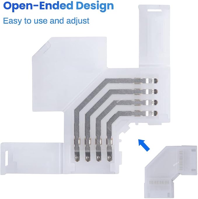 90 Degree Corner 4 Pin L Shape Connector for 10mm RGB LED Strip Light Non-Waterproof IP20(10 PCS)