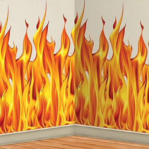 Beistle Flame Backdrop 2 Piece, Multicolored